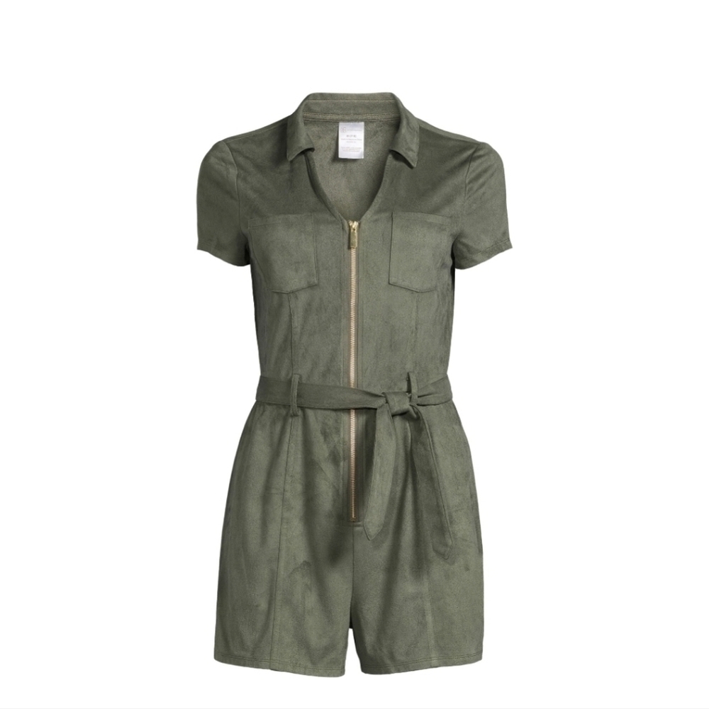 NEW NO BOUNDARIES Junior Khaki Green Utility Romper XXL - Picture 4 of 13